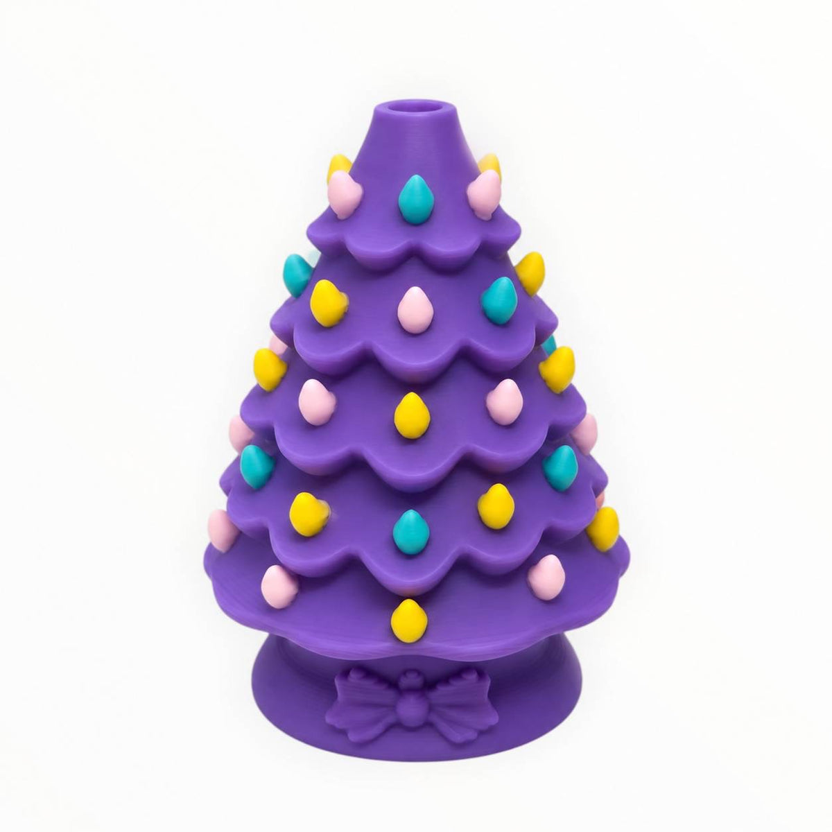 ugar Plum purple Christmas tree 3D printed bead with colorful lights