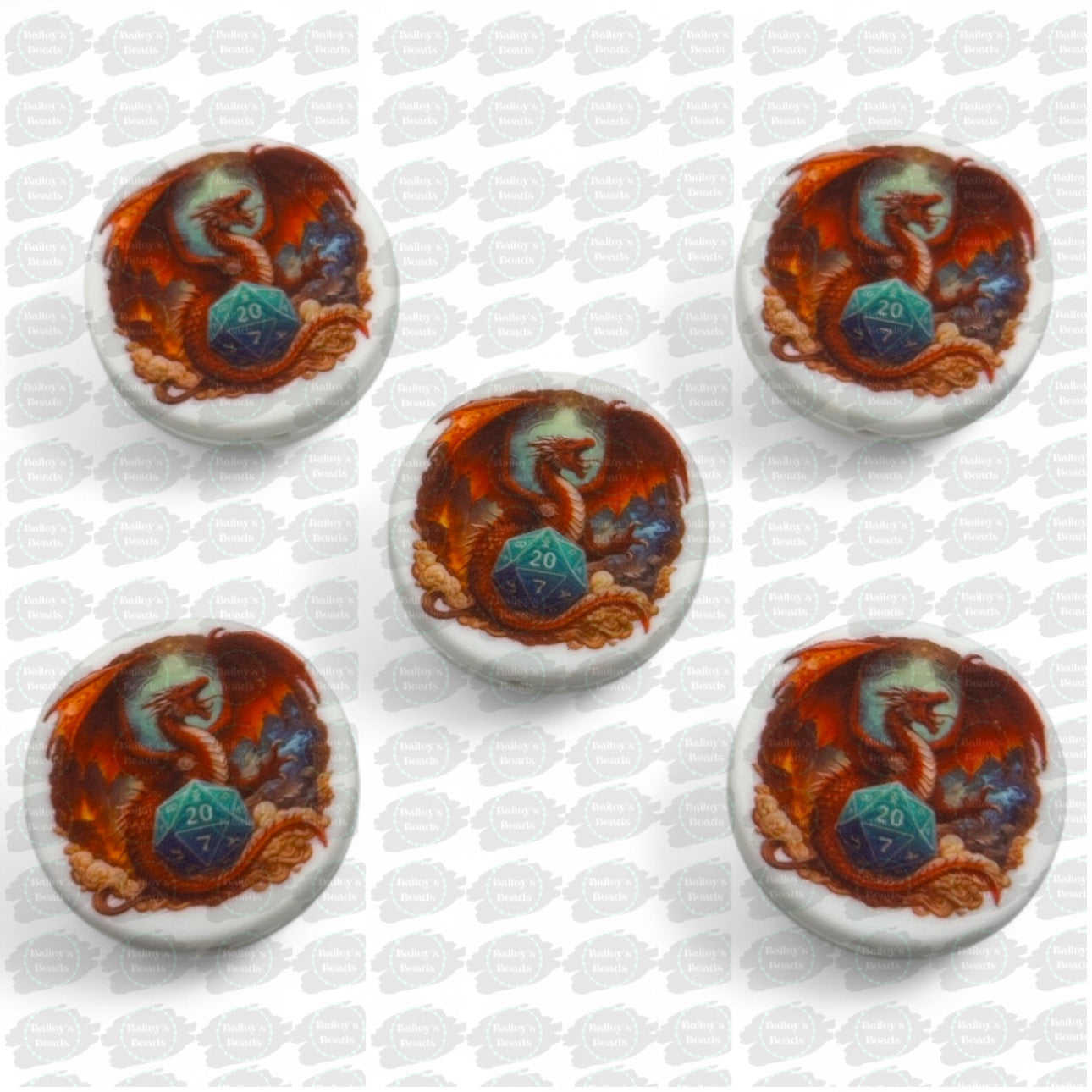 D&D Life Printed Silicone Focal Beads (Bailey's Beads Exclusive)