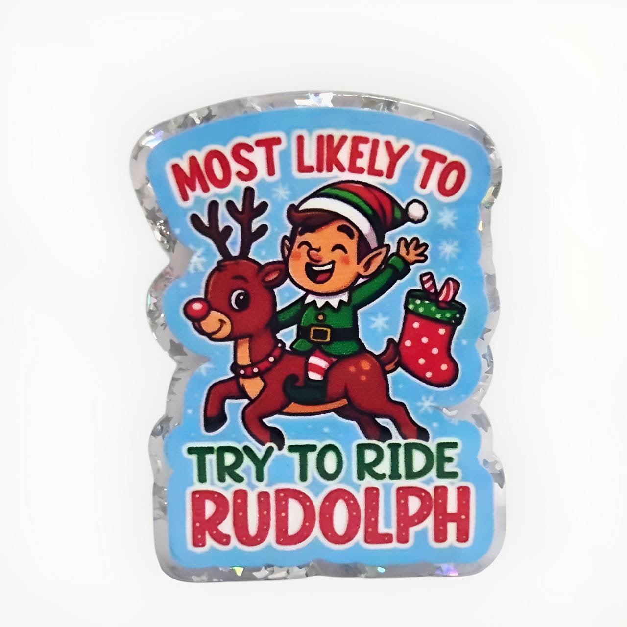 Ride Rudolph ~ Acrylic Flatbacks (Exclusive Bailey's Beads Design)