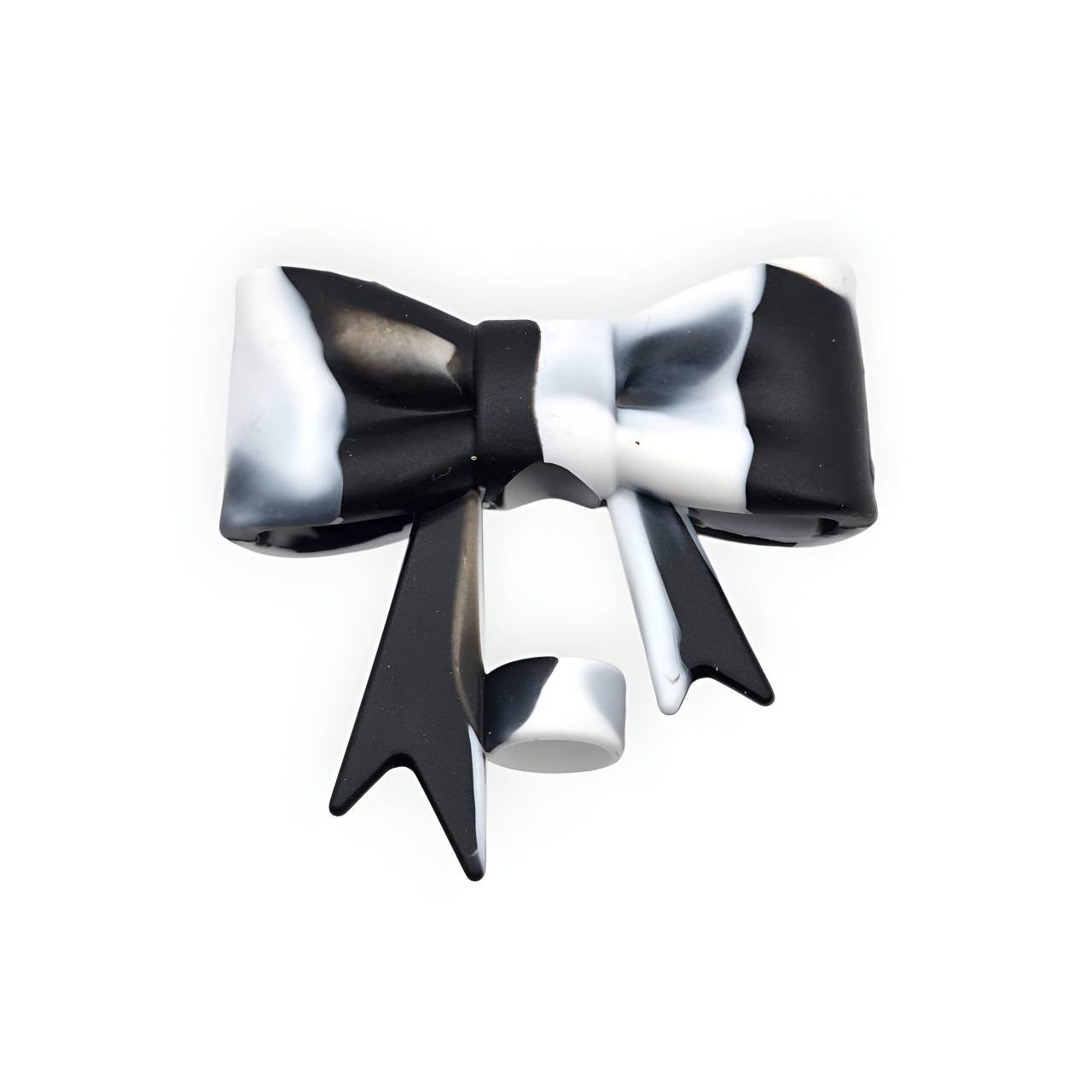 Two Toned Black Big Bow Silicone Straw Topper