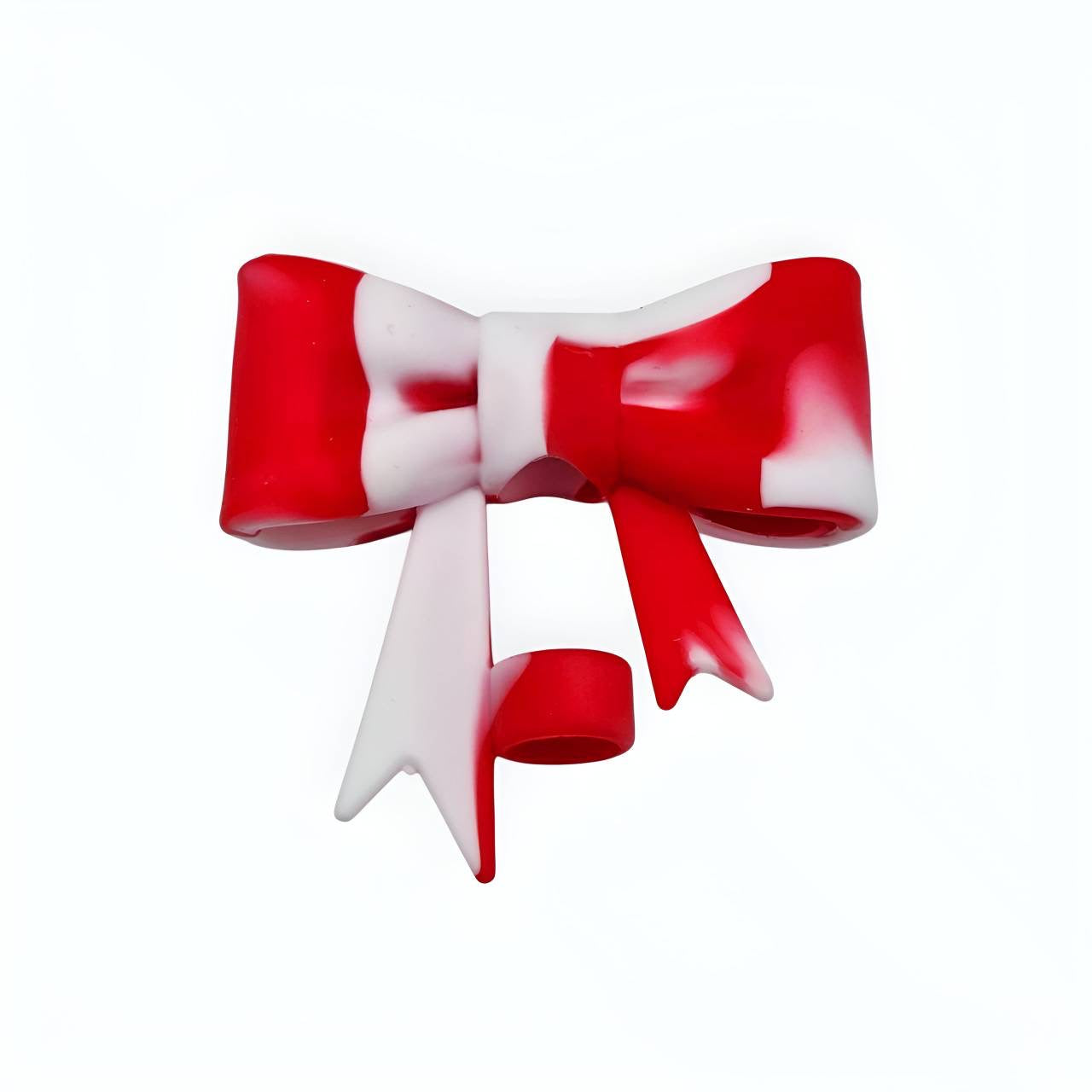 Two Toned Red Big Bow Silicone Straw Topper