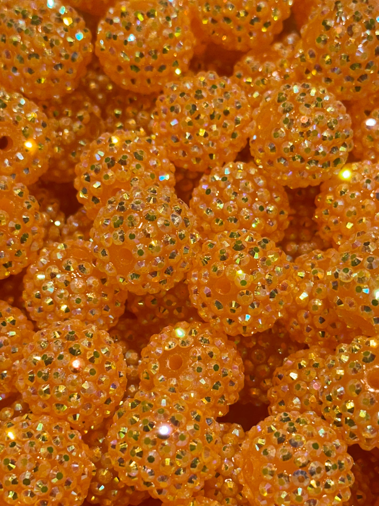 Orange 20mm Rhinestone Bubblegum Beads