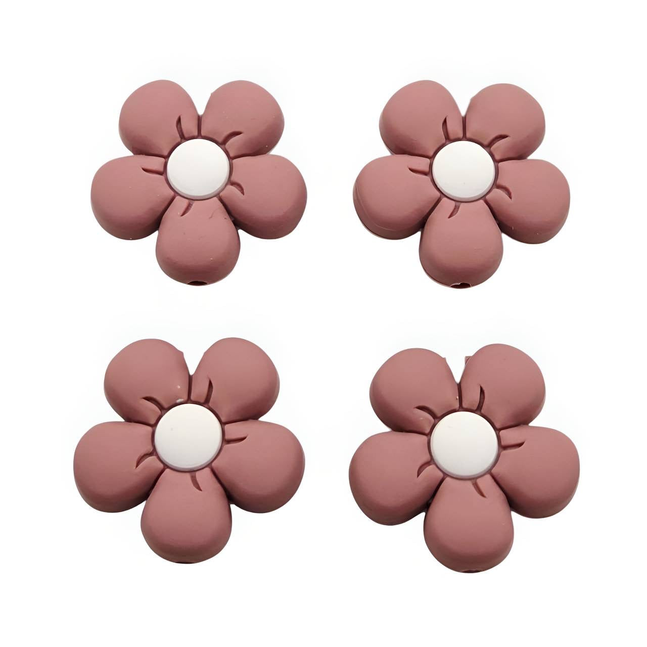 Rosewood Daisy Silicone Focal Beads