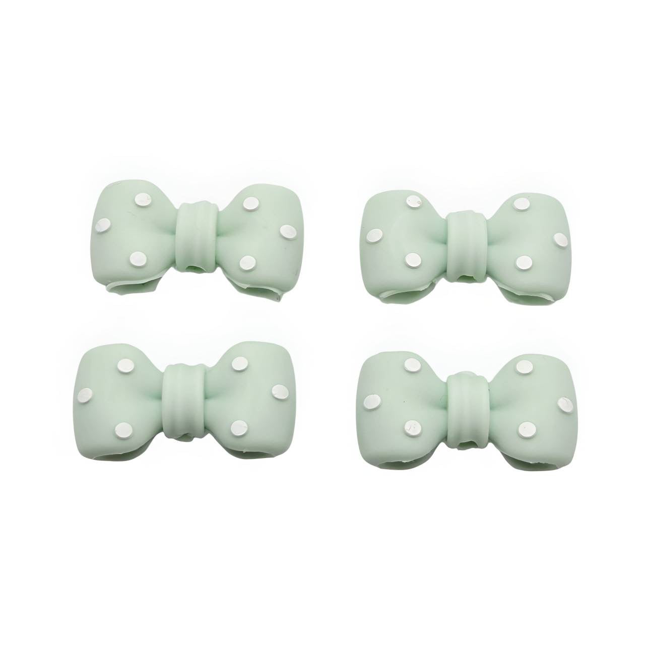 Minty Dot Bow Silicone Focal Beads