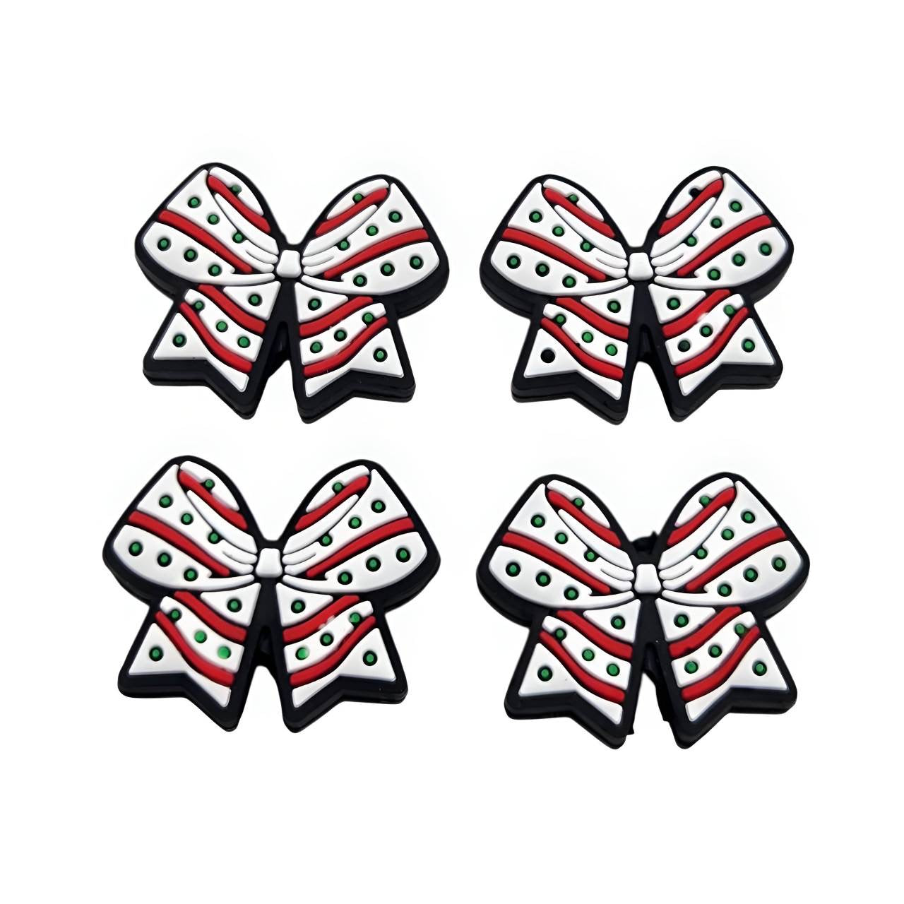 Peppermint Twist Bow Silicone Focal Beads