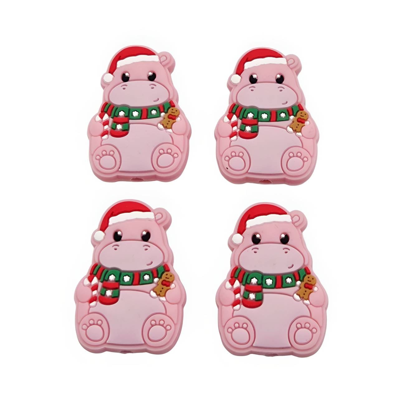 I want a Hippopotamus for Christmas Silicone Focal Bead (Custom Design by Bailey's Beads)