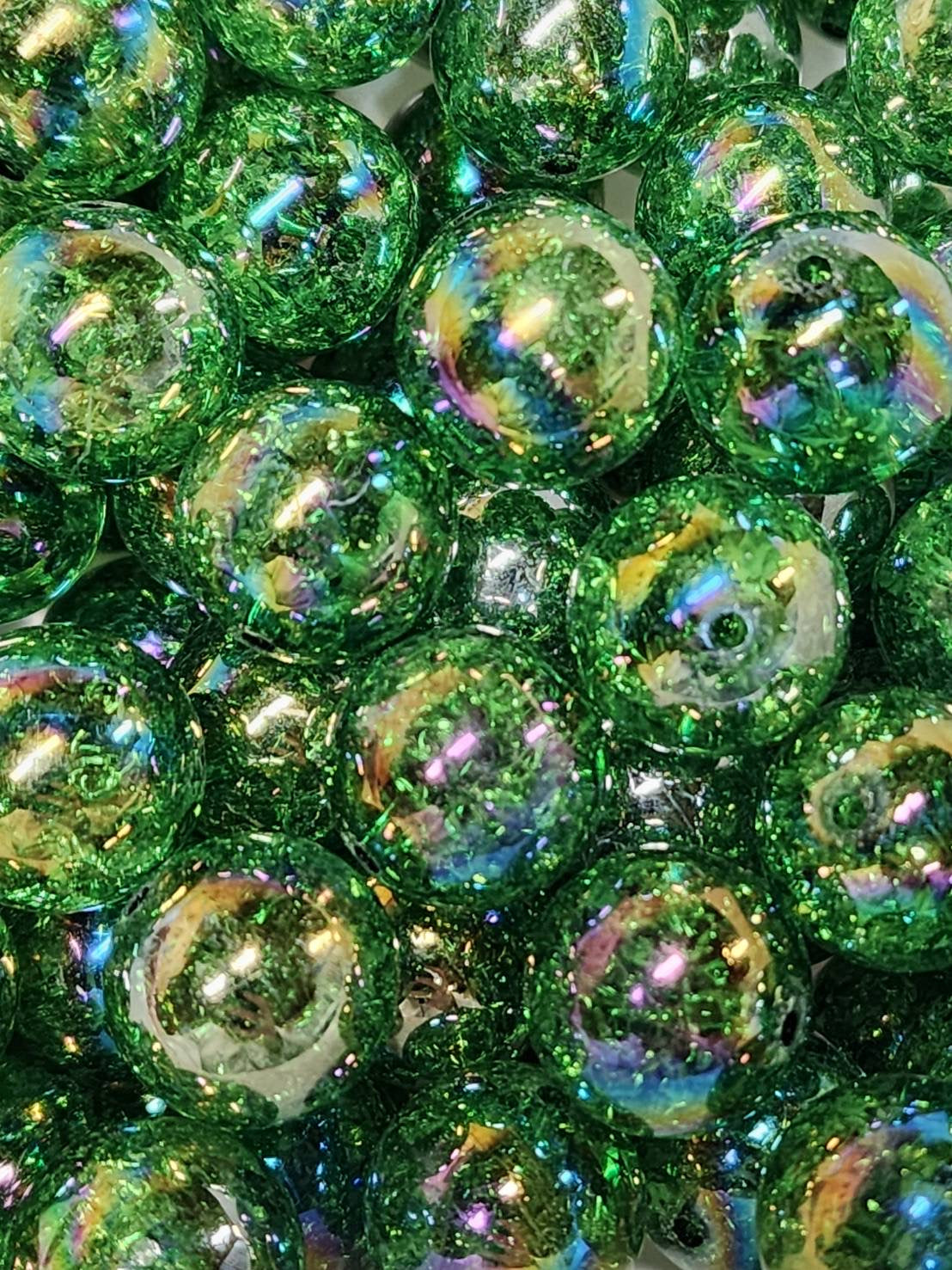 Dark Green Crackle 20mm (Bubblegum Beads)