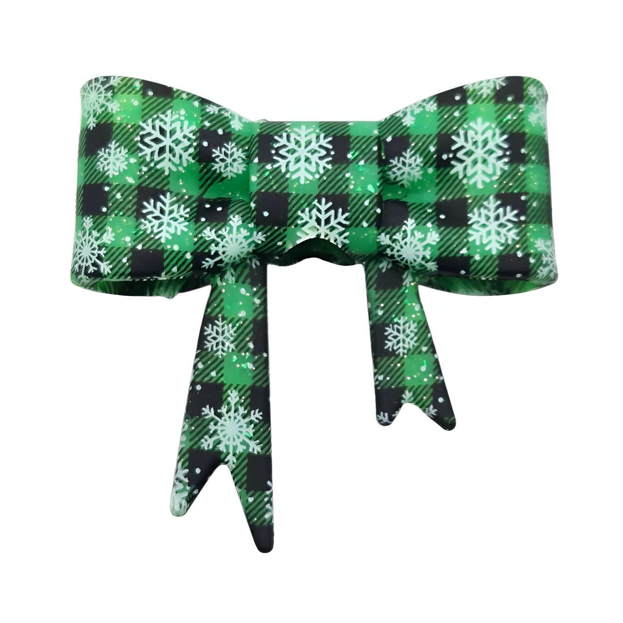 Evergreen Snowfall Large Bow Silicone Focal Bead