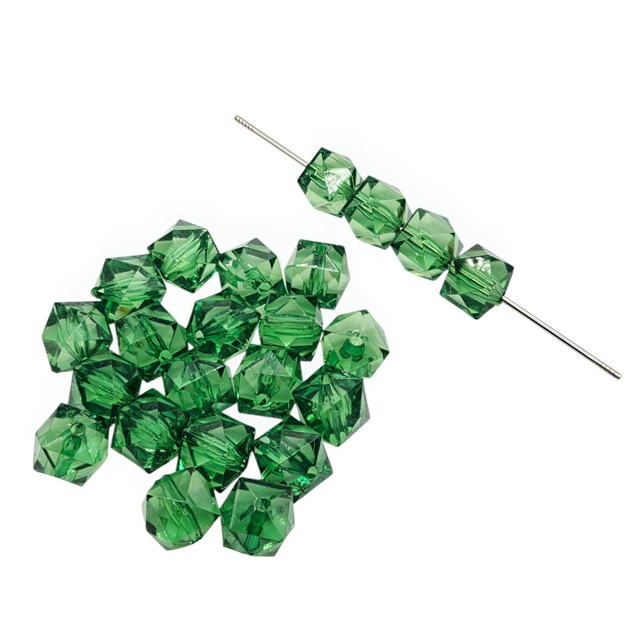 16mm Green Acrylic Ice Cube Beads