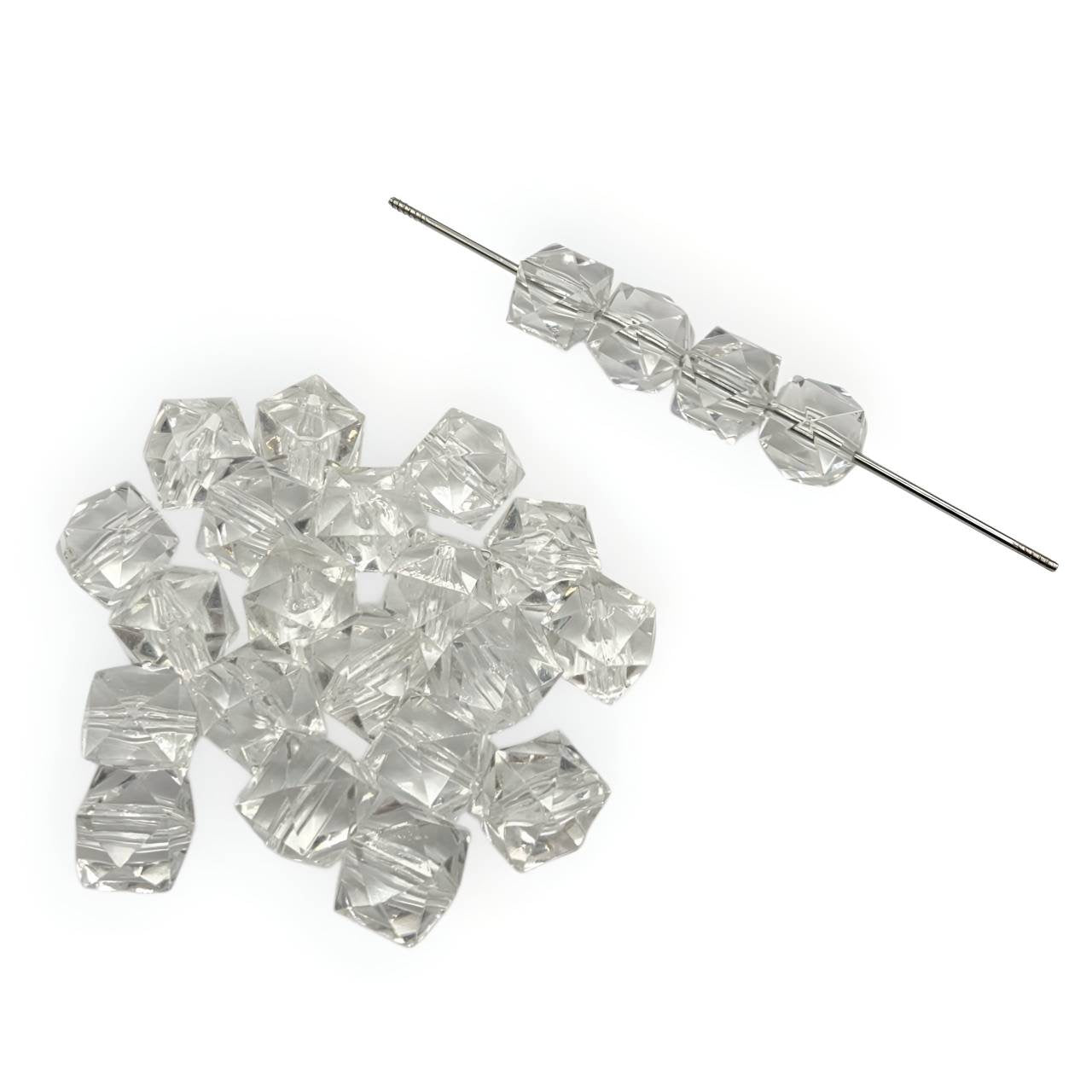 16mm Clear Acrylic Ice Cube Beads
