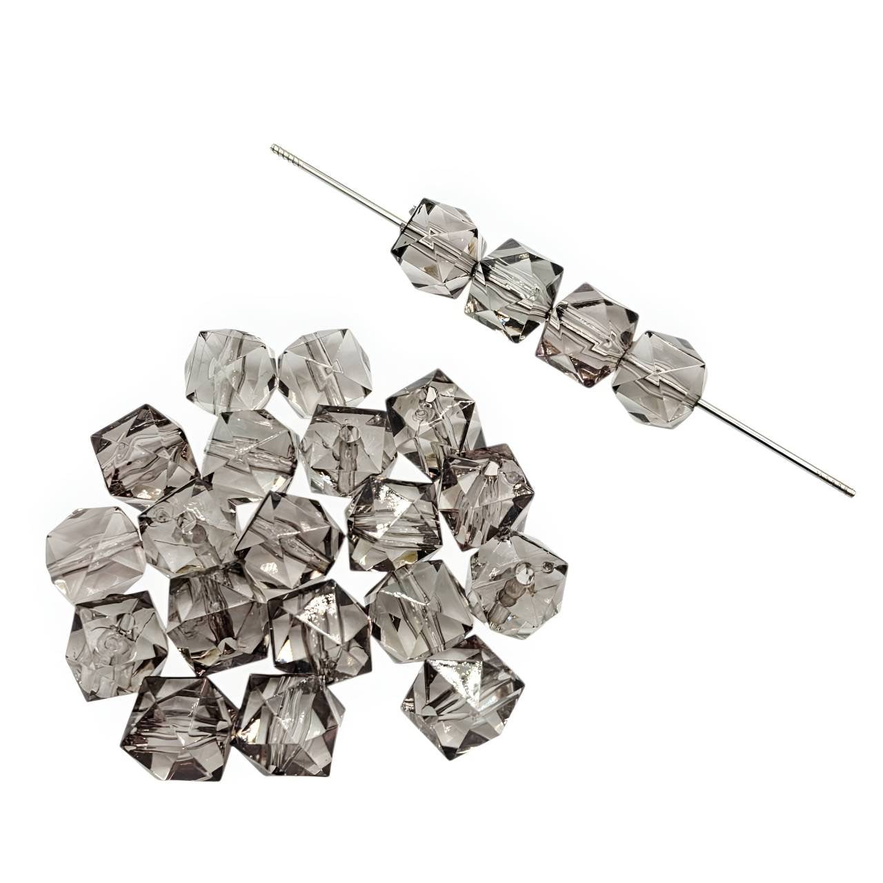 16mm Black Acrylic Ice Cube Beads