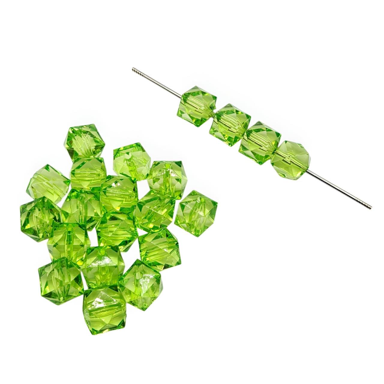 16mm Lime Acrylic Ice Cube Beads