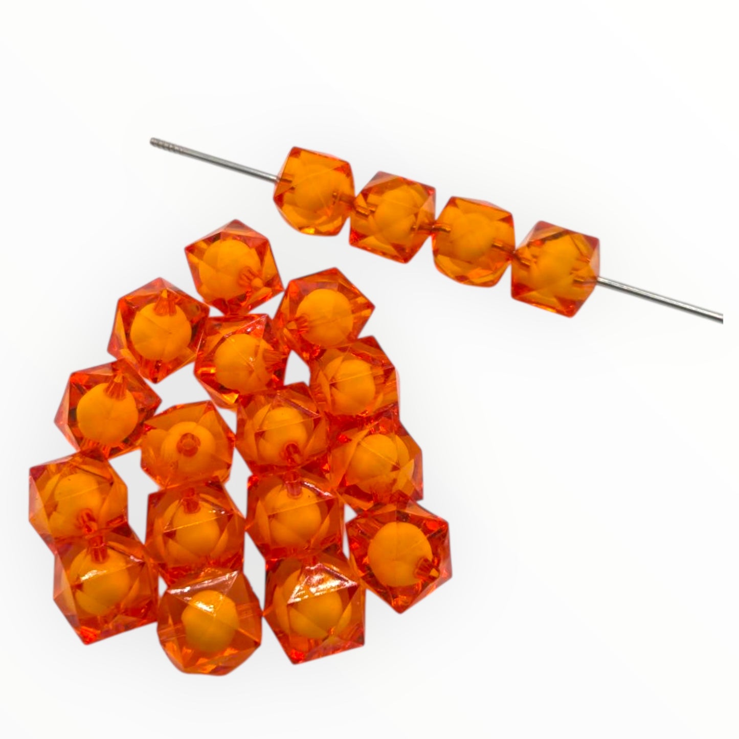 16mm Orange Encapsulated Acrylic Beads