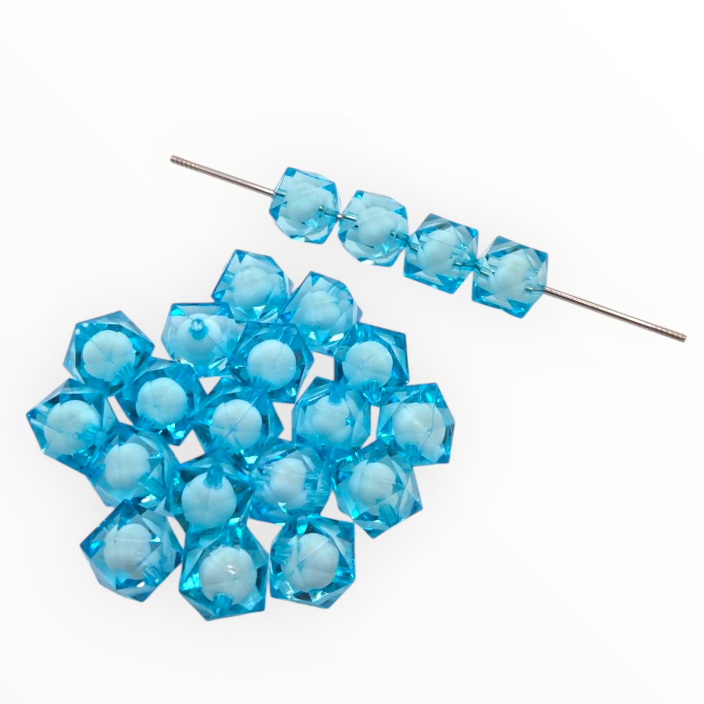 16mm Aqua Encapsulated Acrylic Beads