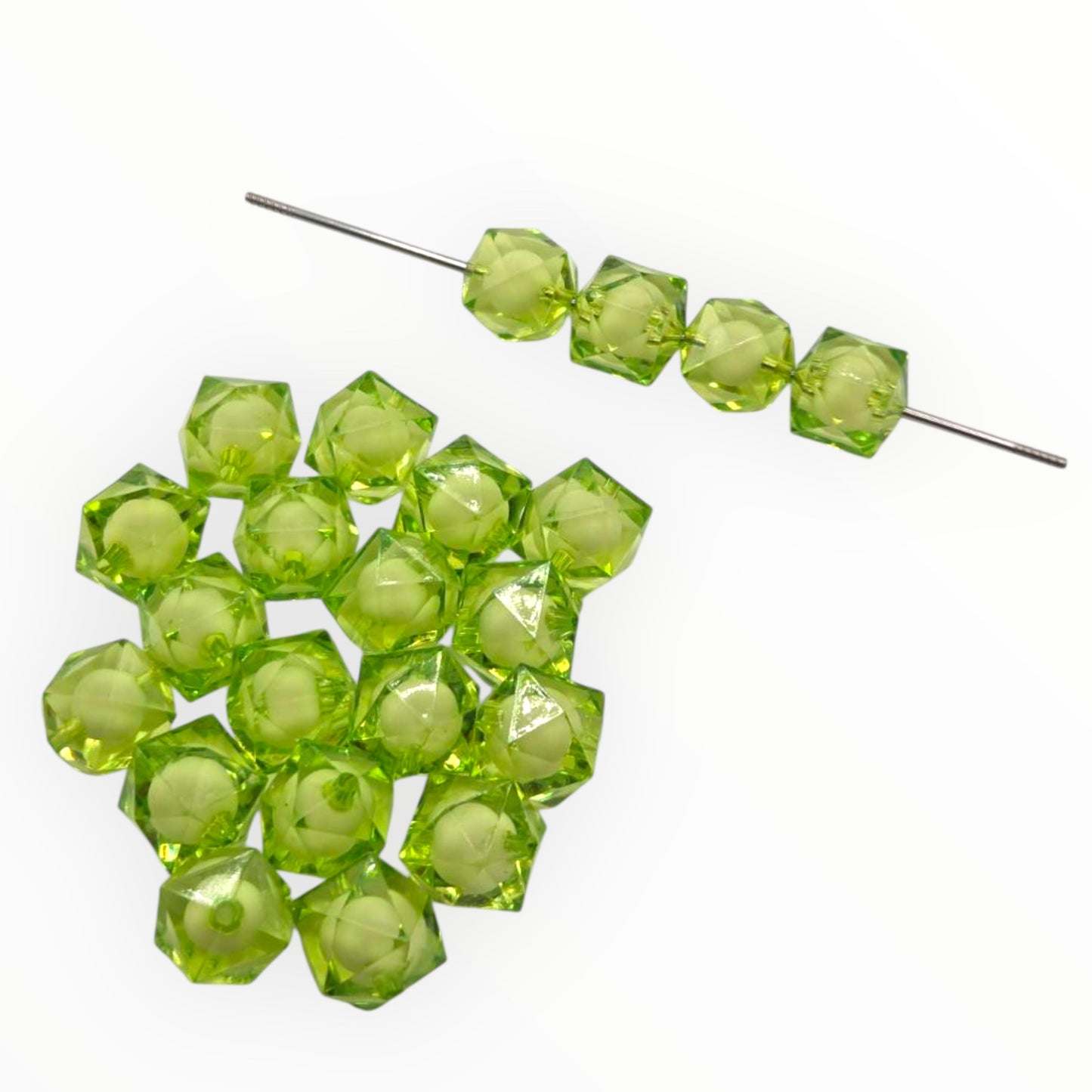 16mm Lime Green Encapsulated Acrylic Beads