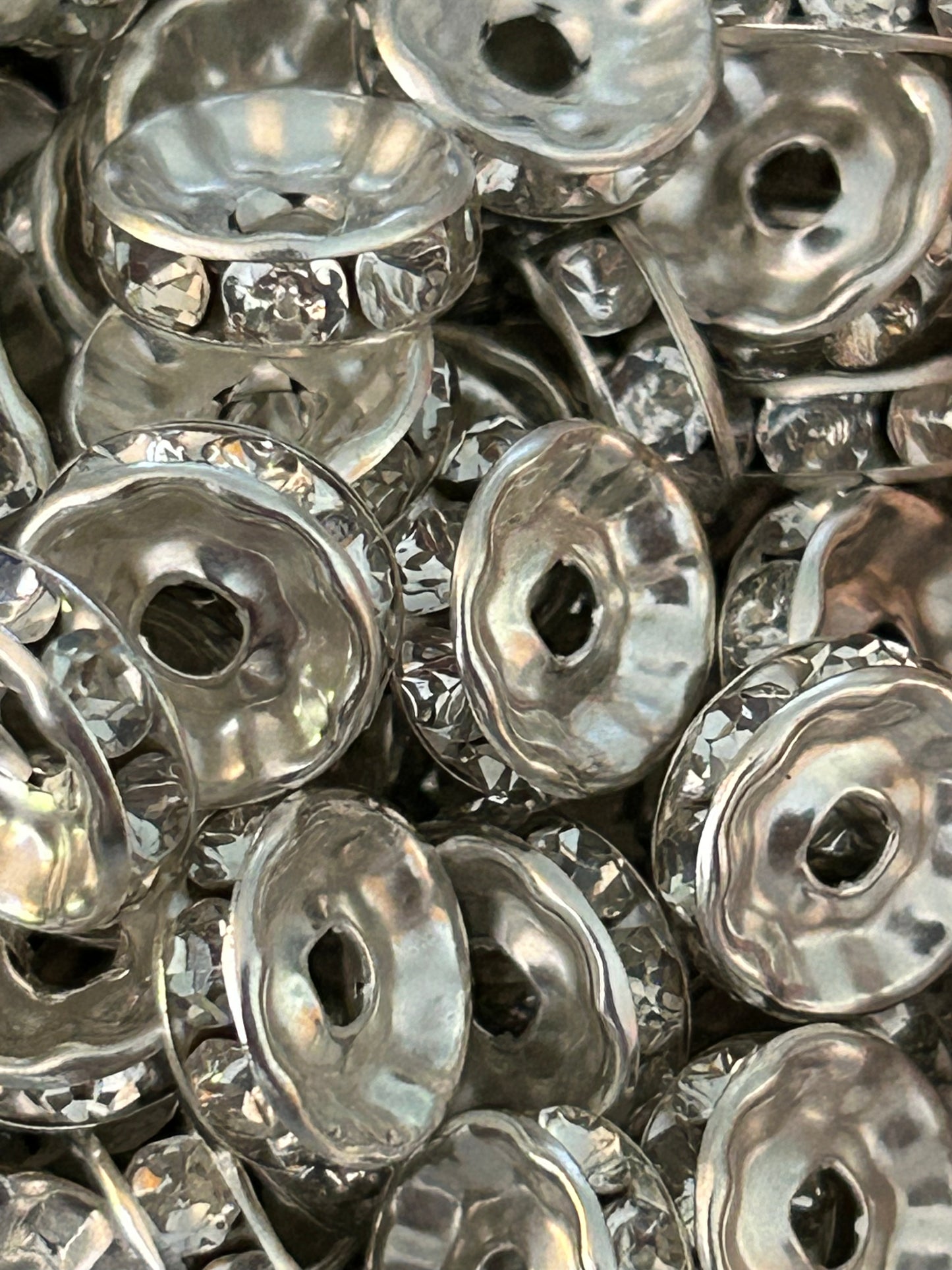10mm Silver Rhinestone (Spacers) 10Ct Pack