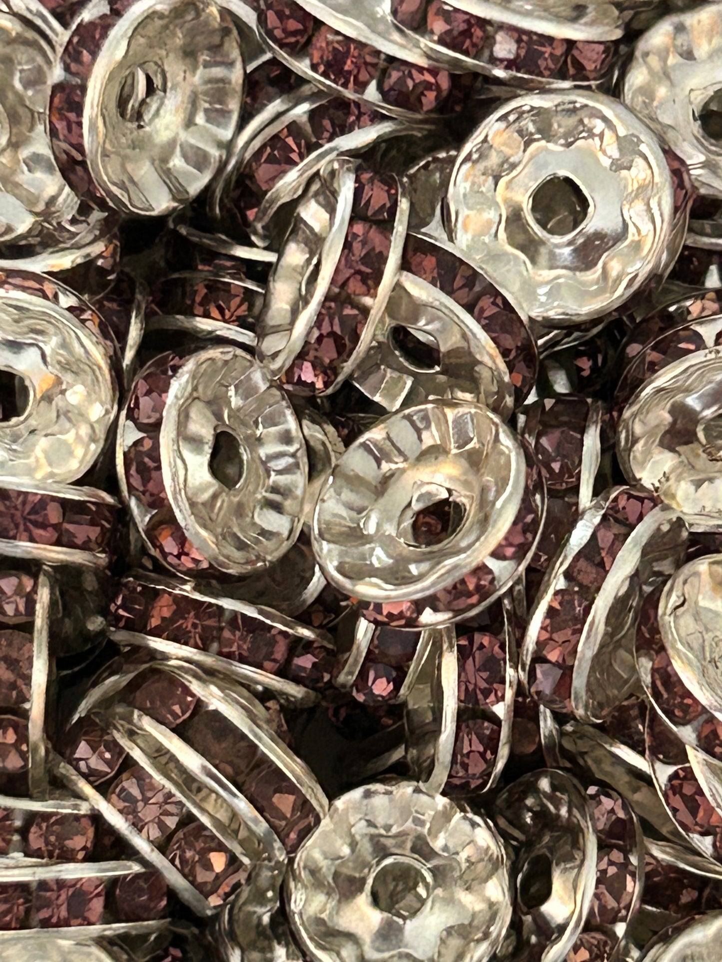 10mm Purple Rhinestone (Spacers) 10Ct Pack