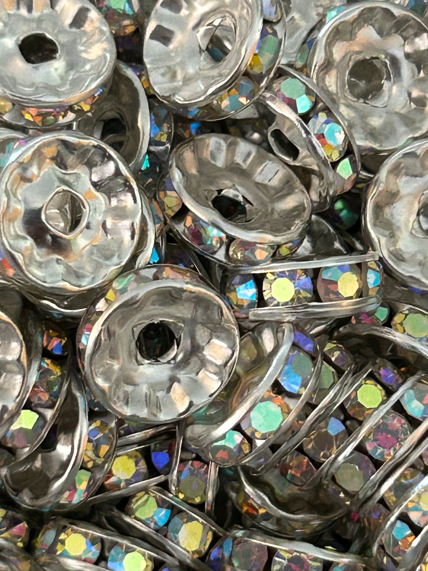 10mm Iridescent Rhinestone (Spacers) 10Ct Packs