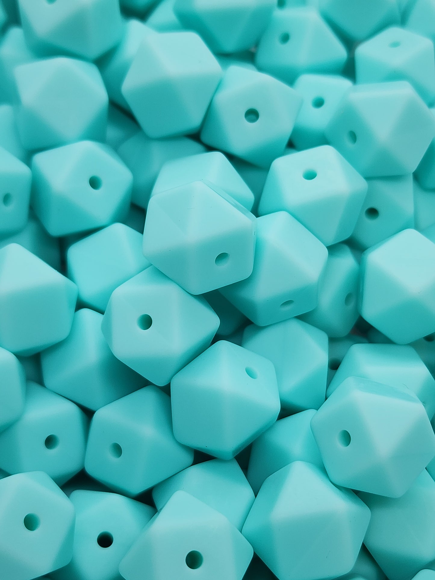 6. Blue Green Hexagon Silicone Beads