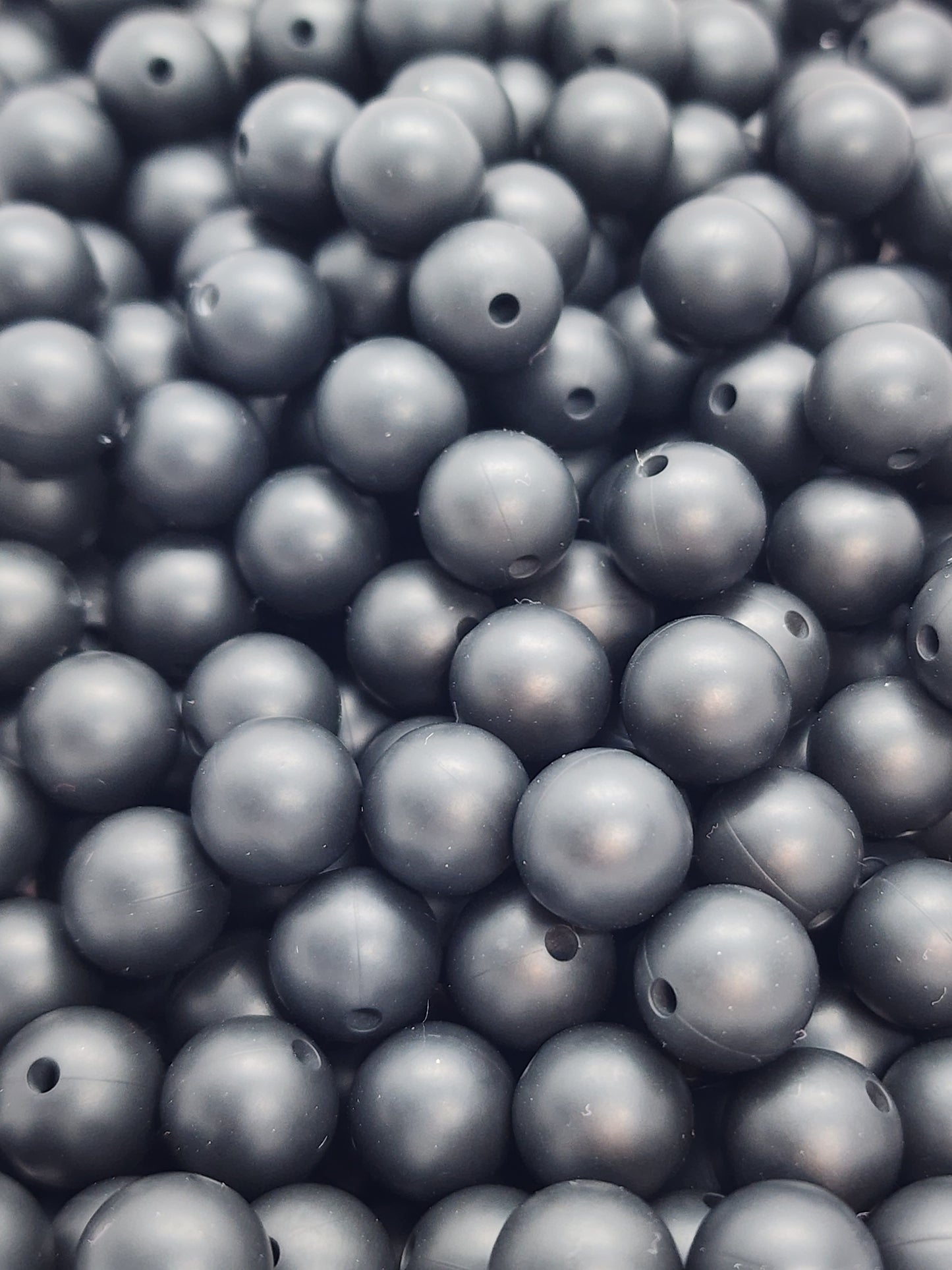 Black 12mm Silicone Beads