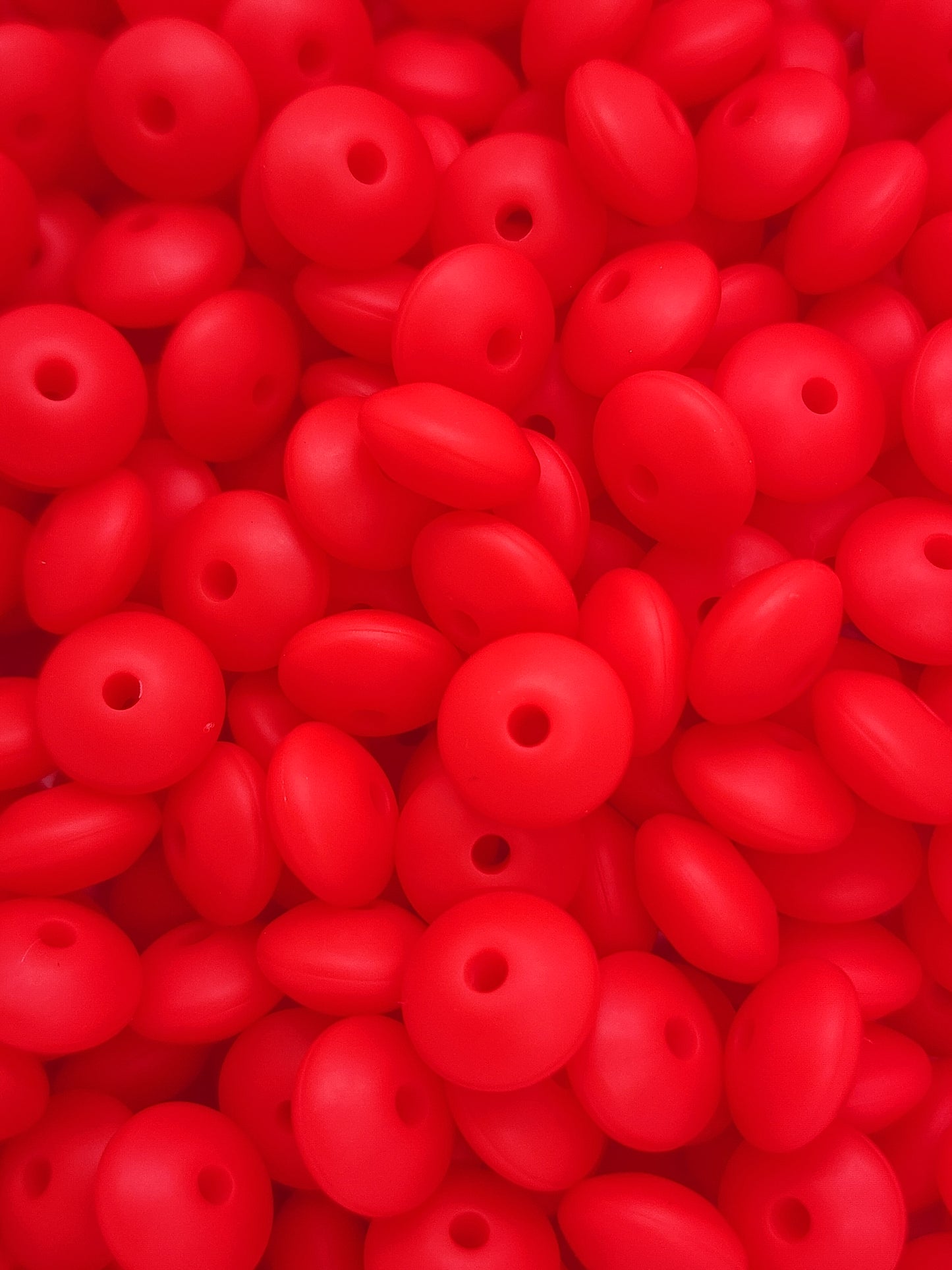 Cherry Red Silicone Lentil Beads