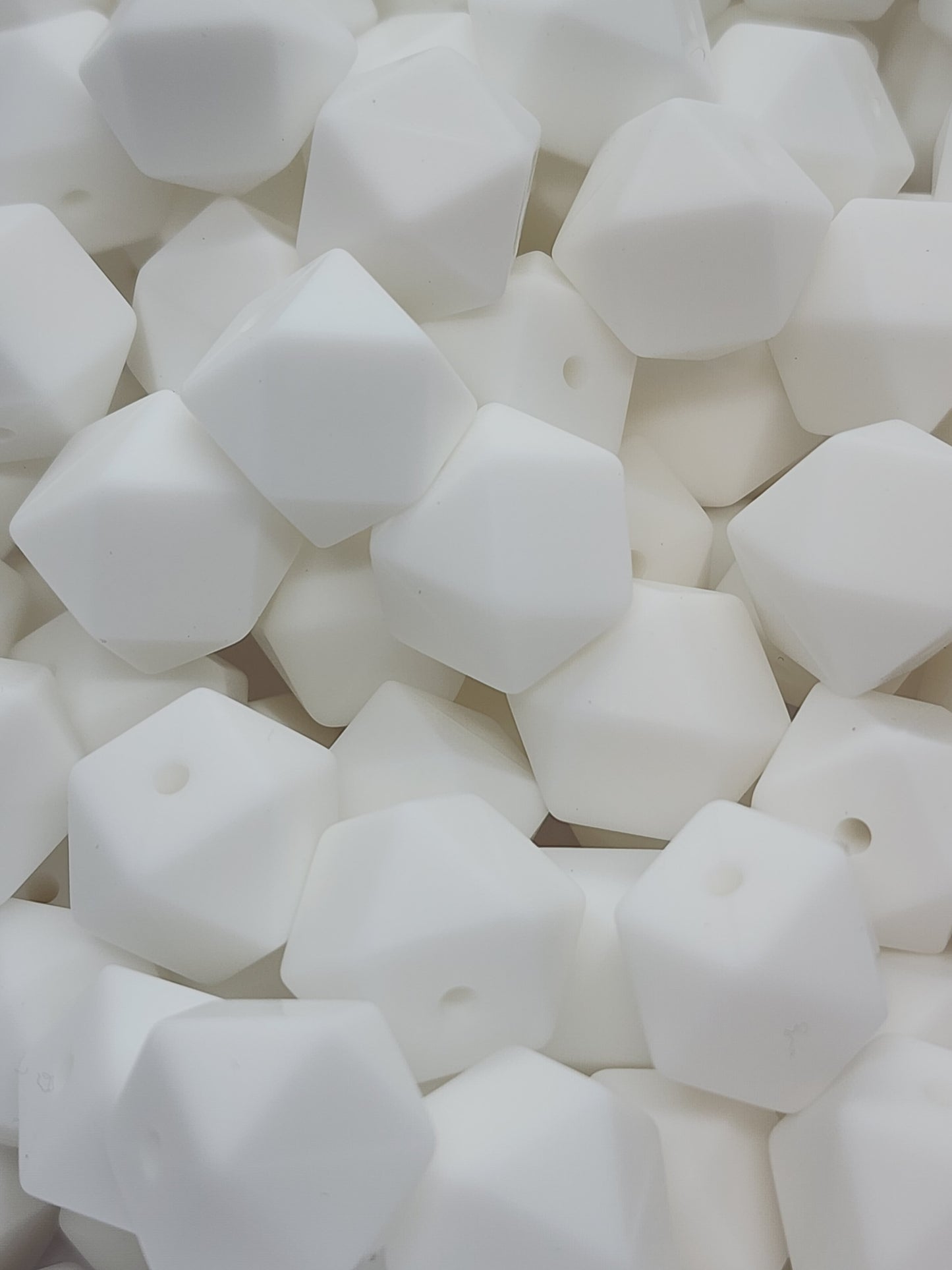 White Hexagon Silicone Beads