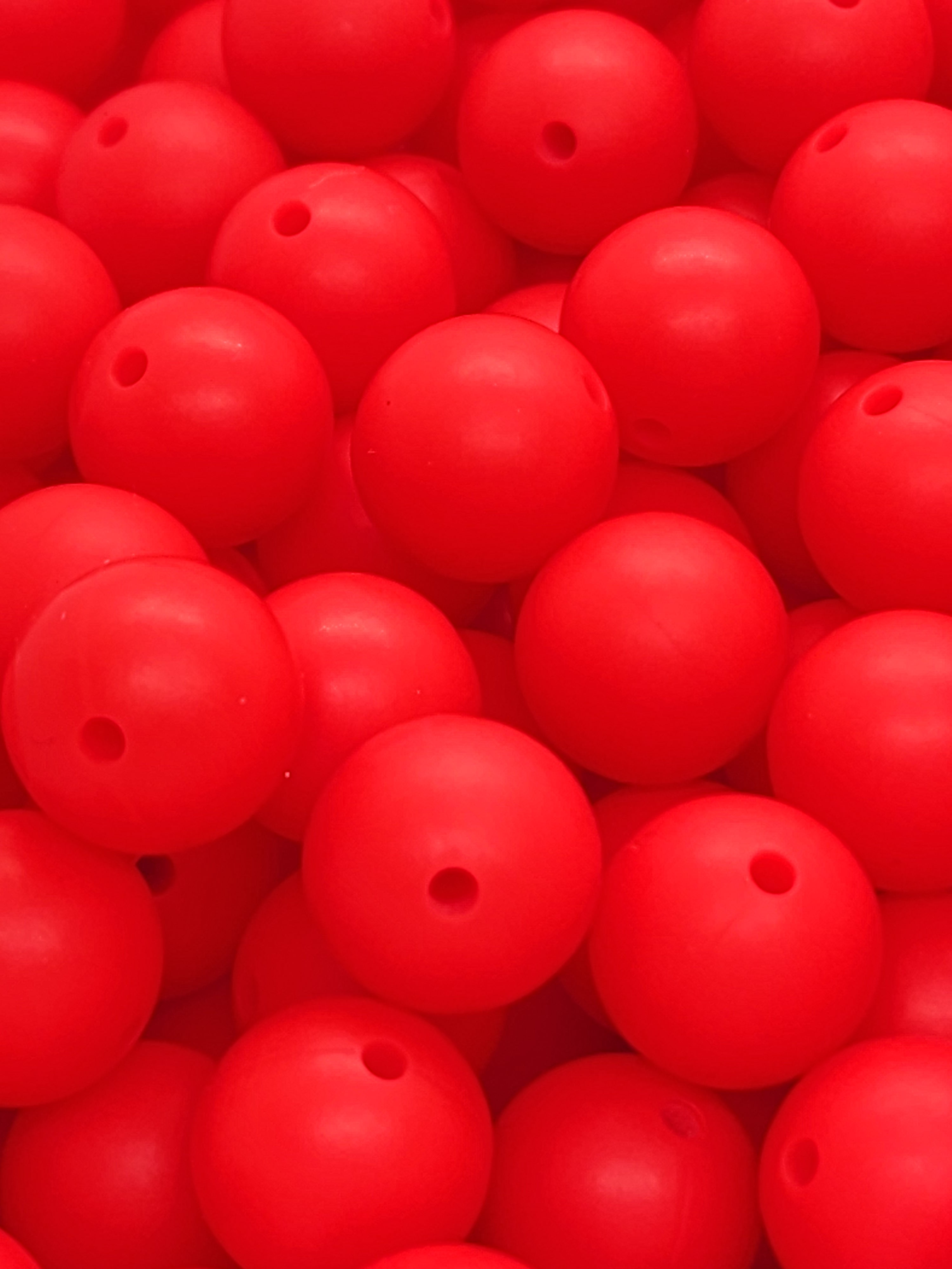 50pcs Scarlet Red 15mm Round Silicone Beads For Jewelry Making, Keychains & Farmhouse Decor