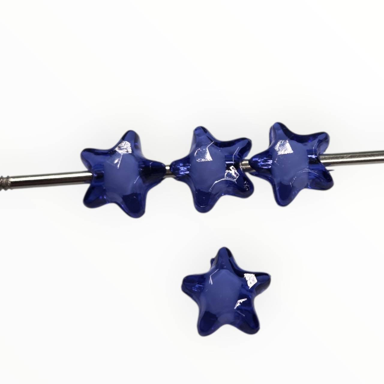 Sapphire Star deep transparent blue 10mm acrylic star bead with 2mm hole