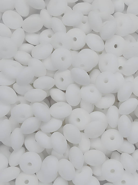 White Silicone Lentil Beads