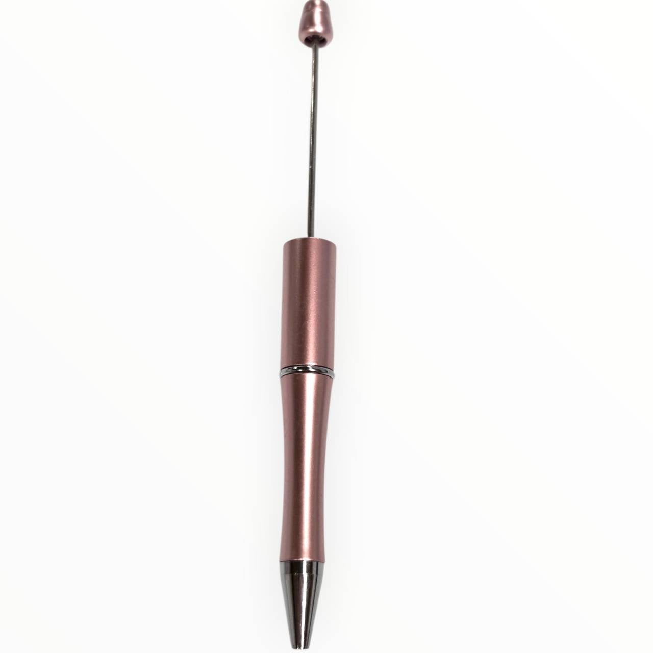 Rose gold beadable pen with satin finish and gunmetal hardware for DIY beaded pen projects.