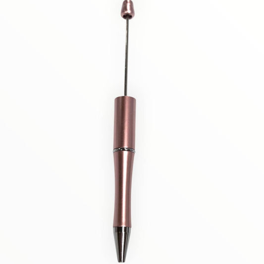 Rose gold beadable pen with satin finish and gunmetal hardware for DIY beaded pen projects.