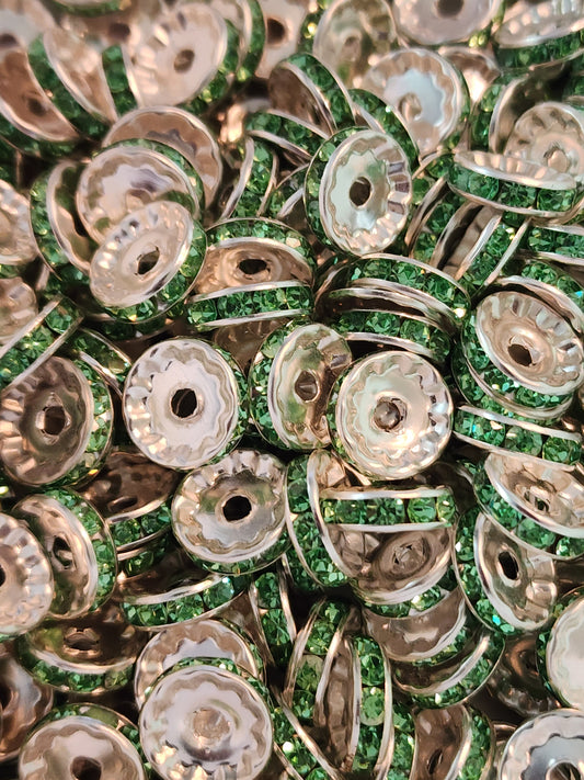 12mm Green Rhinestone (Spacers)