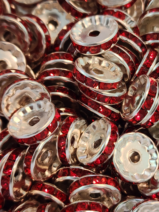 12mm Red Rhinestone (Spacers)