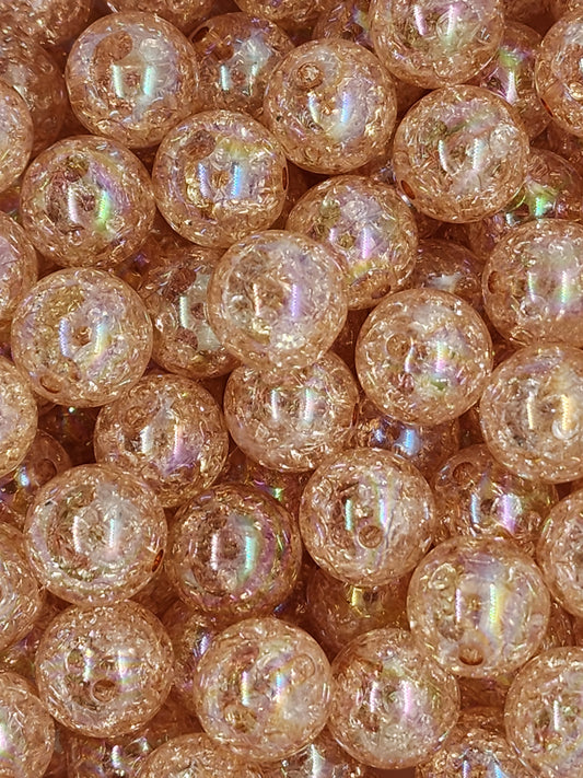 Peach Crackle 20mm (Bubblegum Beads)