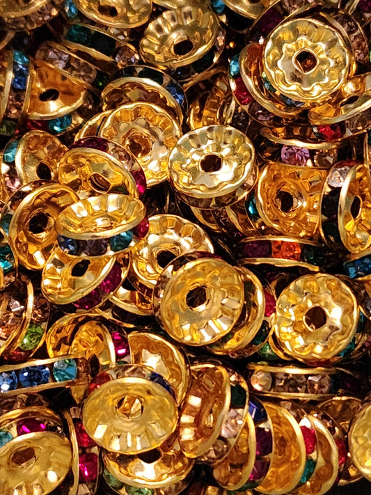 10mm Rainbow Gold Rhinestone (Spacers)