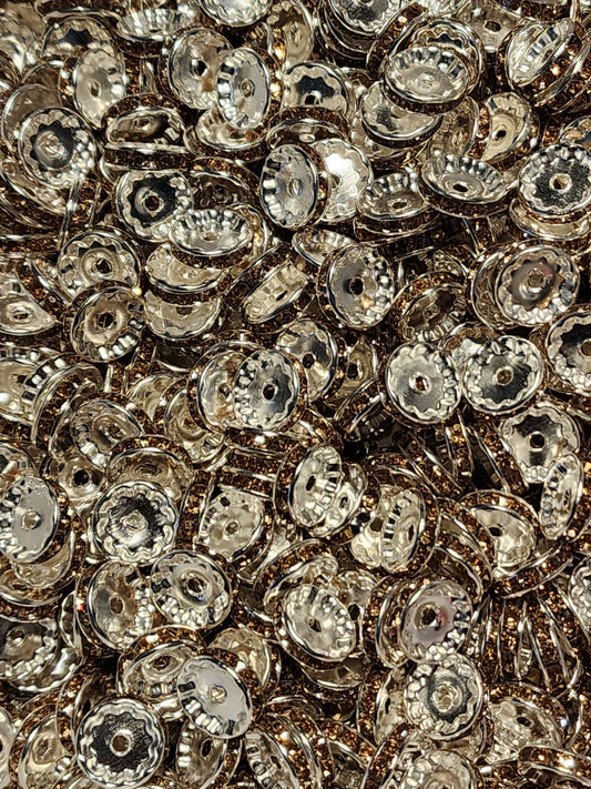 12mm Brown Rhinestone (Spacers)