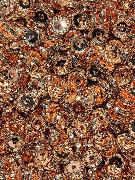 12mm Rose Gold Rhinestone (Spacers)