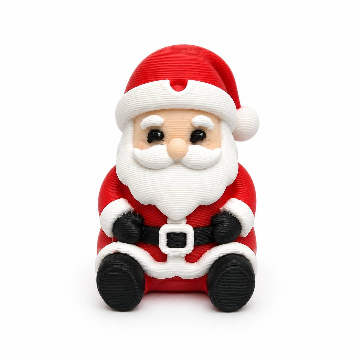Sitting Santa 3D printed Christmas bead in red white and black