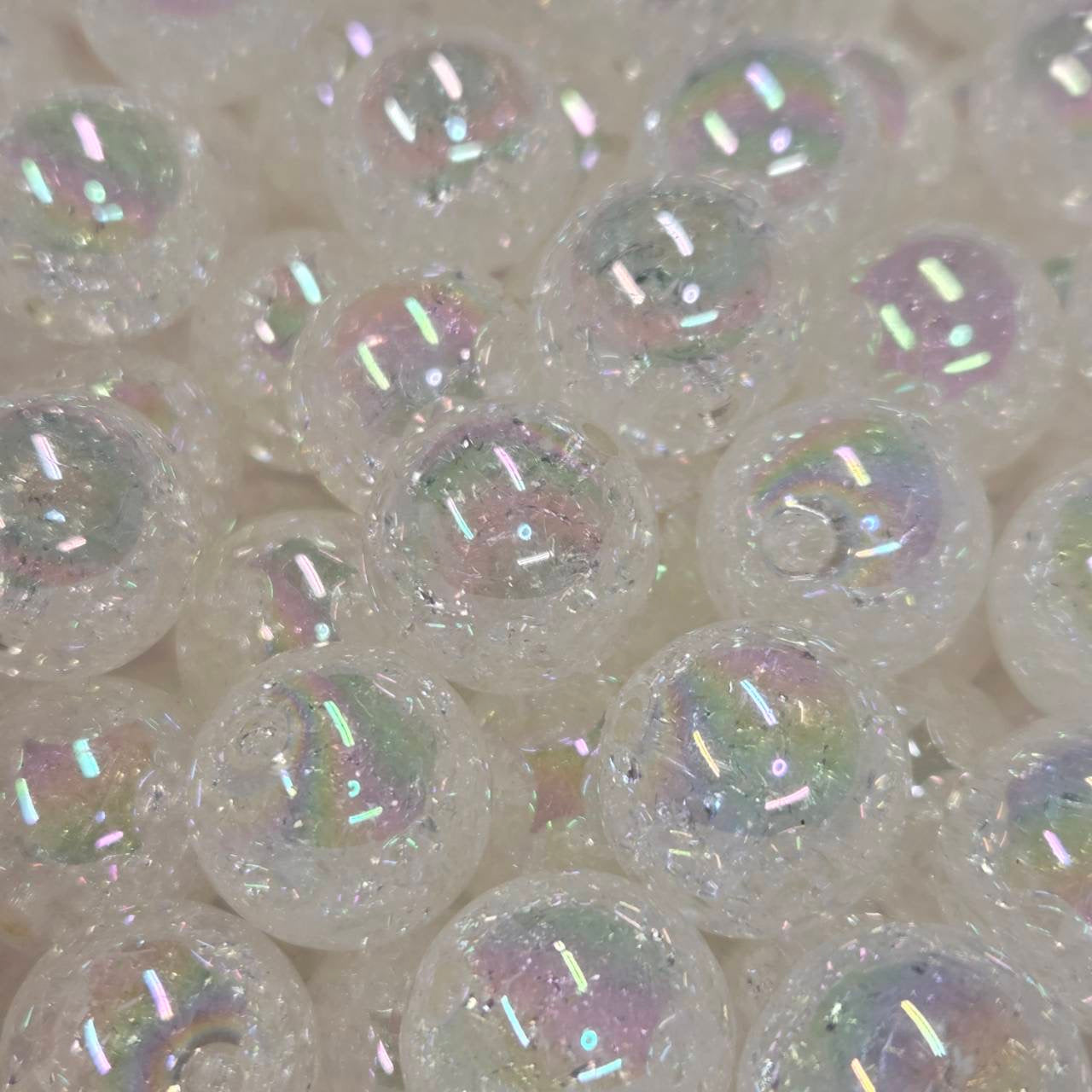 White 20mm Acrylic Crackle Beads