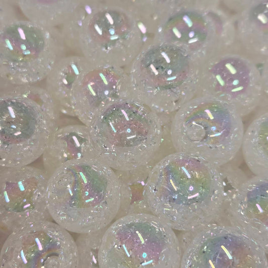 White 20mm Acrylic Crackle Beads