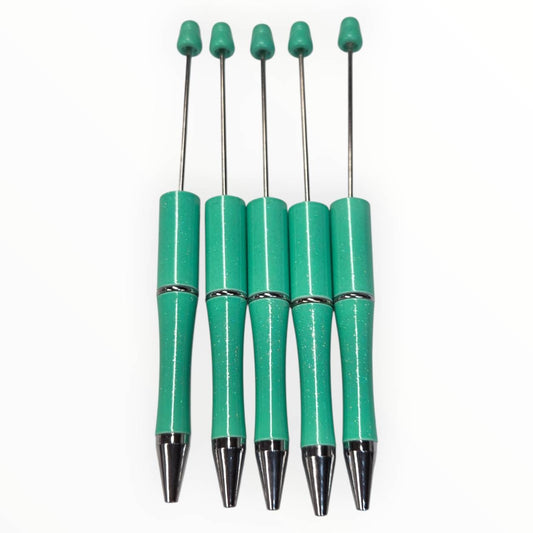 Teal Glitter Beadable Pens (5 Count)