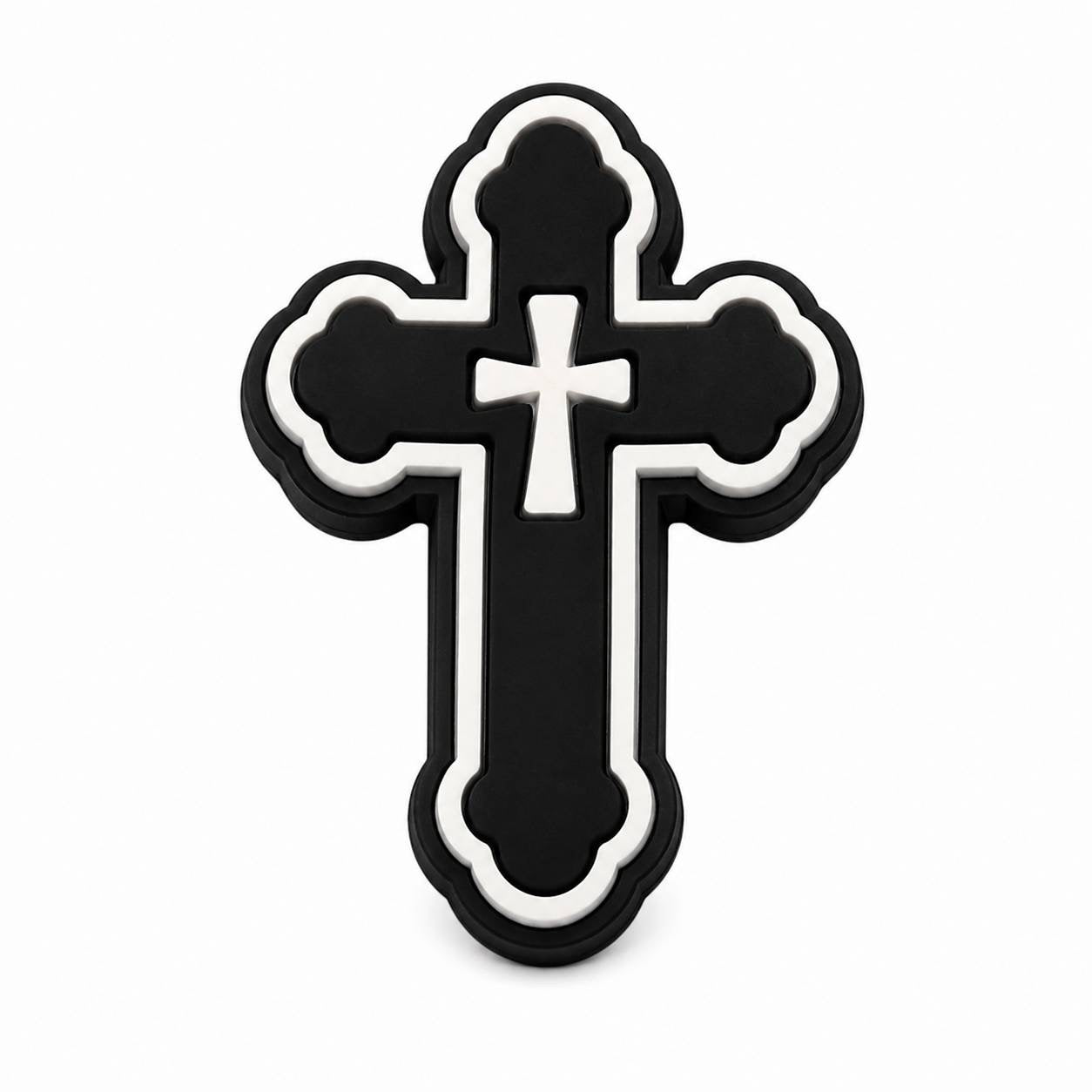 Bold in Faith black and white cross focal bead