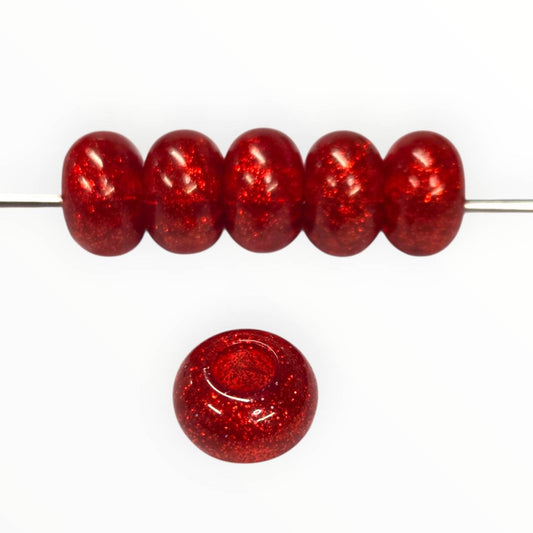 Red Large Hole Round Acrylic Beads