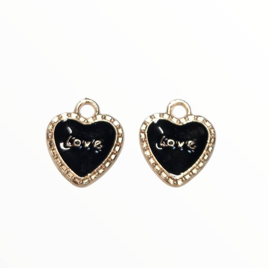 Black Heart Charm Pack (2 Per Set)