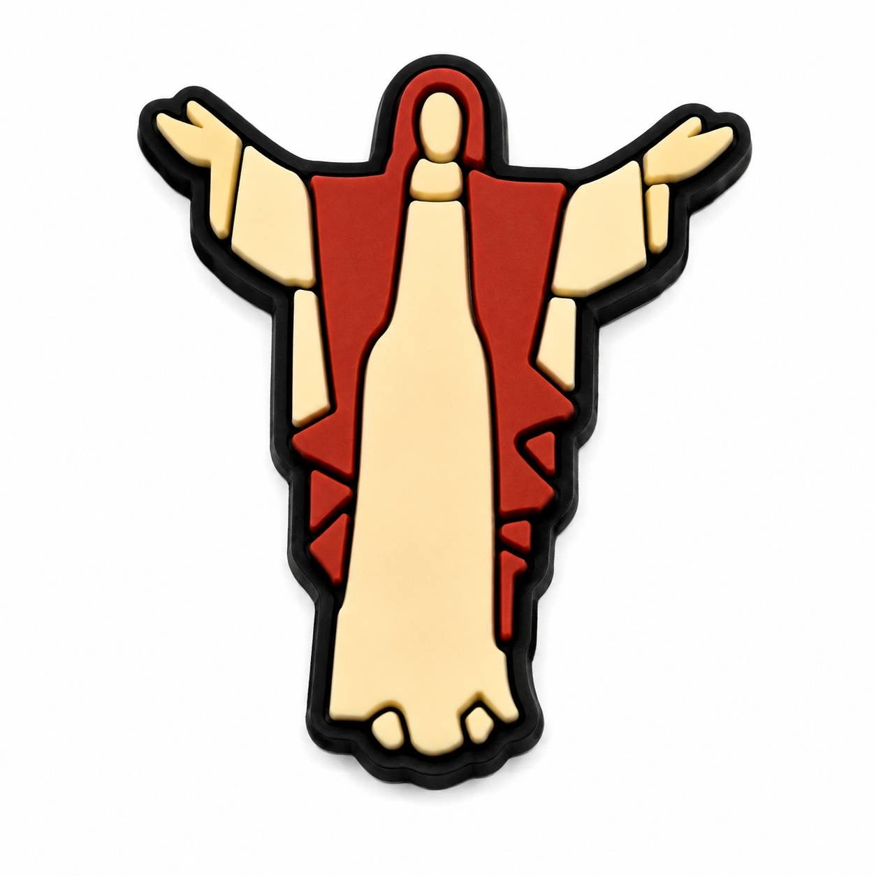Faith and Grace Jesus focal bead with outstretched arms in red cream and black