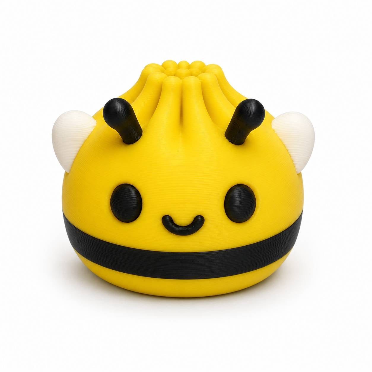Yellow and black Bumble Dumpling 3D printed bee bead with wings and antennae by Bailey’s Beads.