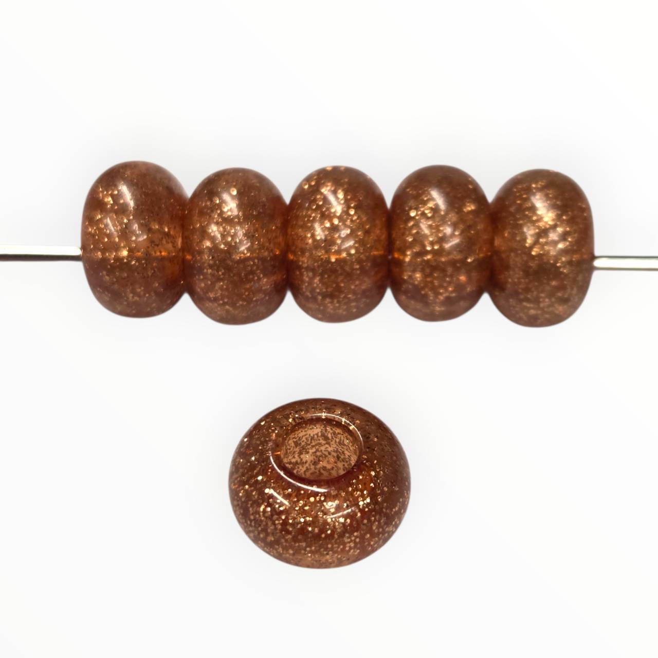 Brow Large Hole Round Acrylic Beads