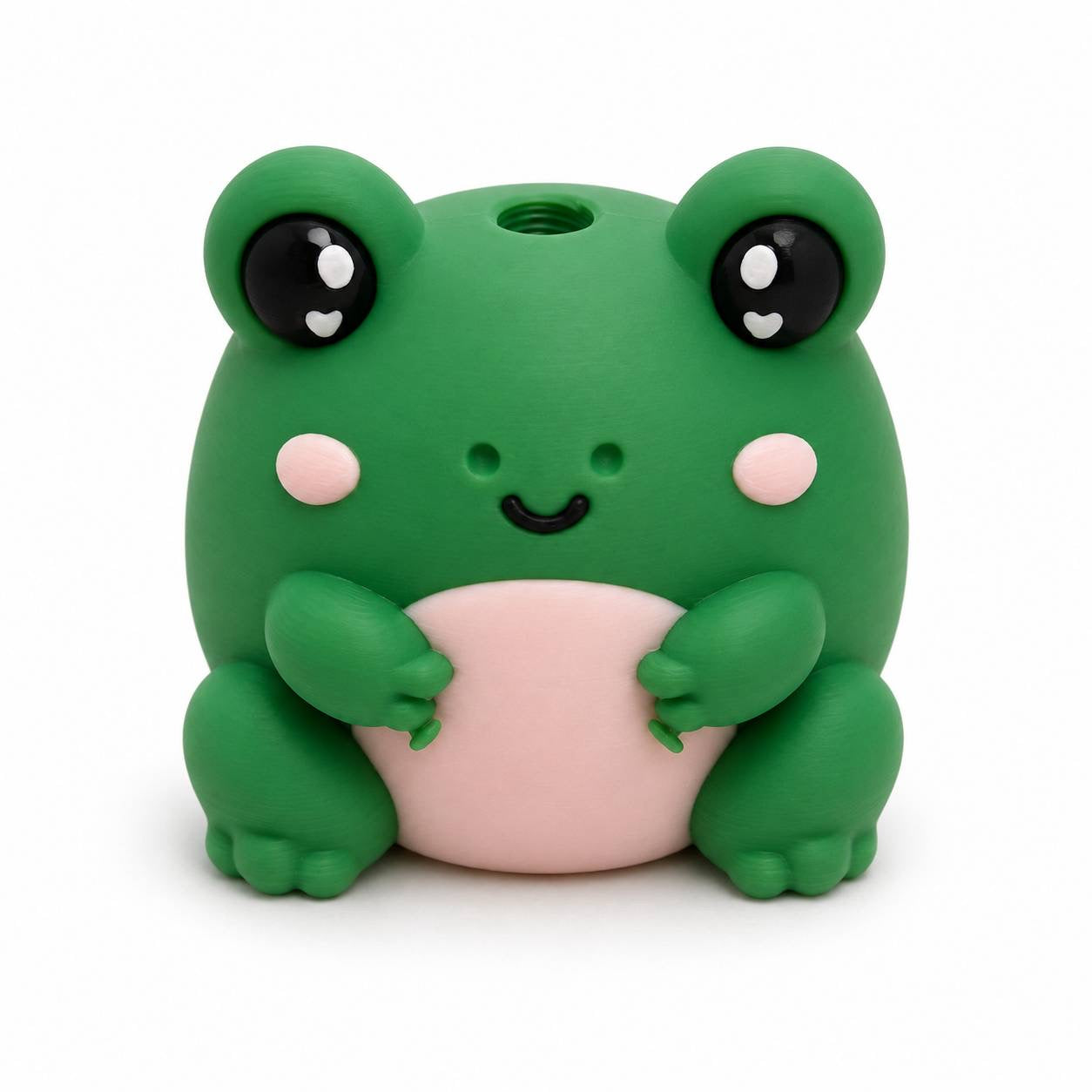 Lily Pad Cutie green and pink frog 3D printed bead with cute face and sitting design