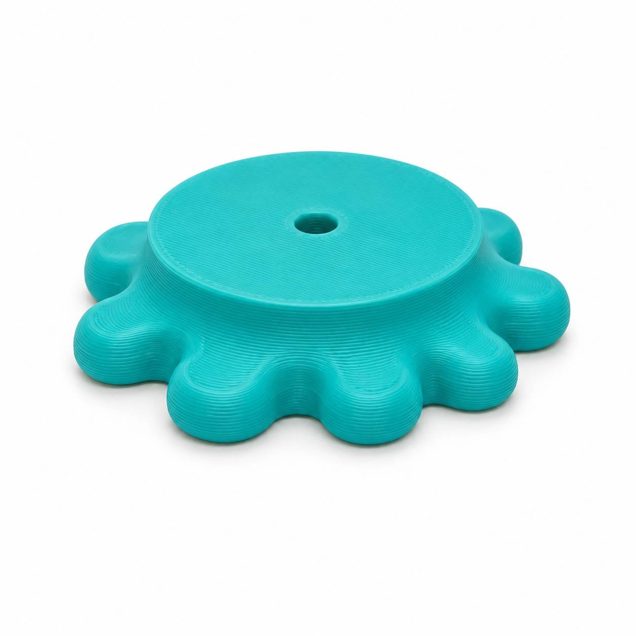 Tidal Teal Puddle Palz 3D printed bead base with wavy edge for stacking beads on beadable pens