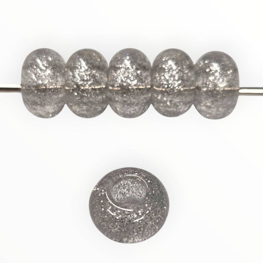 Silver Large Hole Round Acrylic Beads